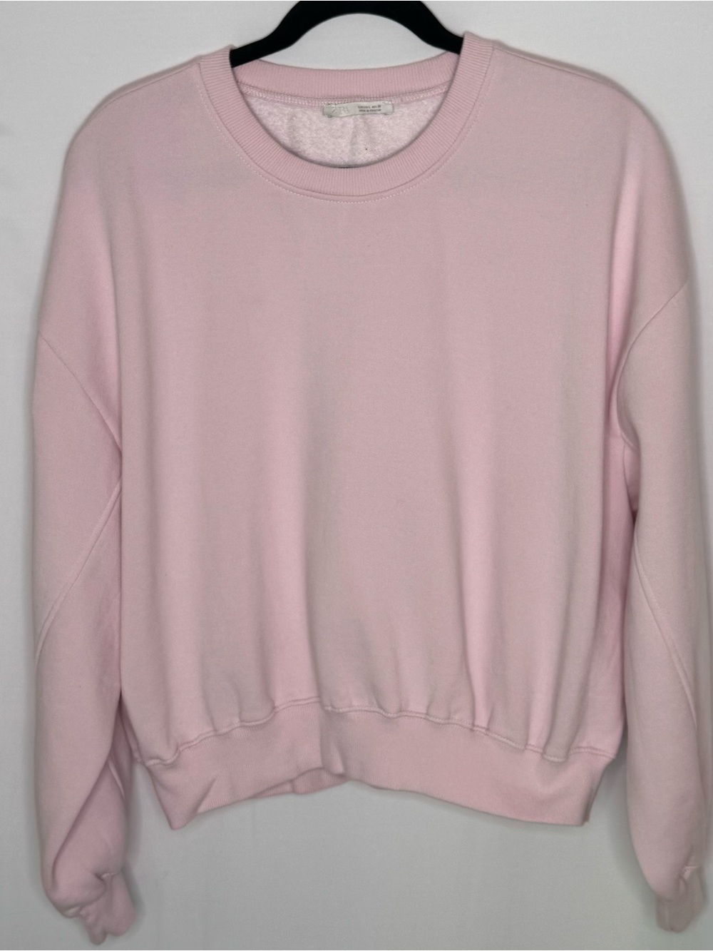Zara Oversized Fleece Sweatshirt Blush Pink Boxy Crewneck Dolman Sleeve L - Picture 2 of 6
